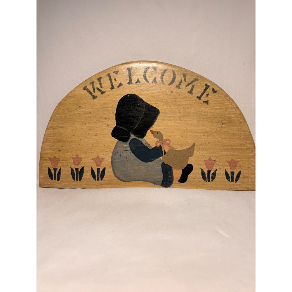 Vintage Amish Welcome Wall Plaque Primitive Country Cottagecore Farmhouse
